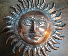 Copper Sun God Wall Hanging