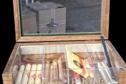 Vintage Cigar Display Glass Cabinet With Contents