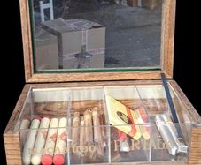 Vintage Cigar Display Glass Cabinet With Contents
