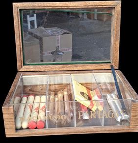 Vintage Cigar Display Glass Cabinet With Contents
