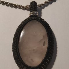 Sterling Silver and Rose Quartz Macrame Necklace