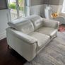 White Leather sofa and foot stool Image 3