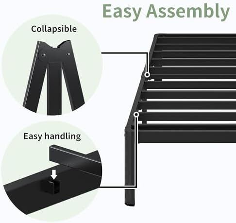 41 cm High Super King Bed Frame, 180 x 200 cm Metal Bed Frame Super King with Rounded Corner Legs