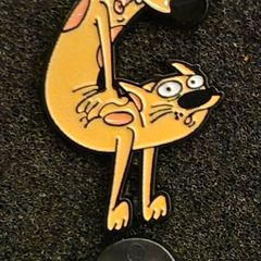 Cat dog  , pin back badge.