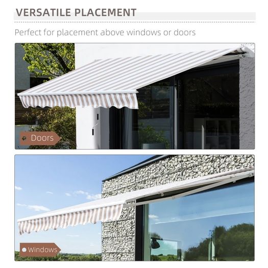 10' x 8' Manual Retractable Sun Shade Patio Awning