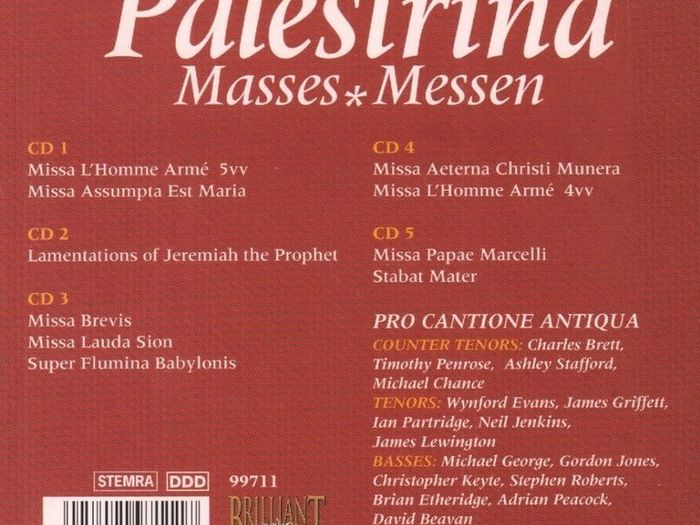 Palestrinia. Masses Messen. 5 x CD Boxset. Free Postage!