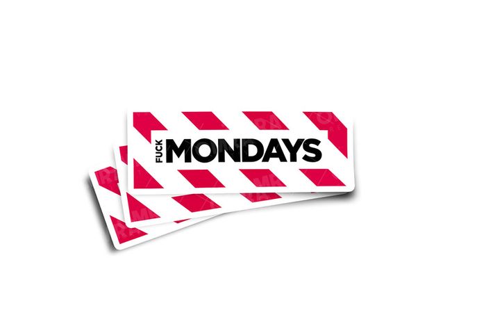 Fck Mondays Parody Glossy Stickers 2-Pack
