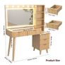 110 cm Fluted Vanity Desk with Glass Top, Modern Makeup Desk with 5 Drawers and Shelves for Bedroom-US-style plug Image 5