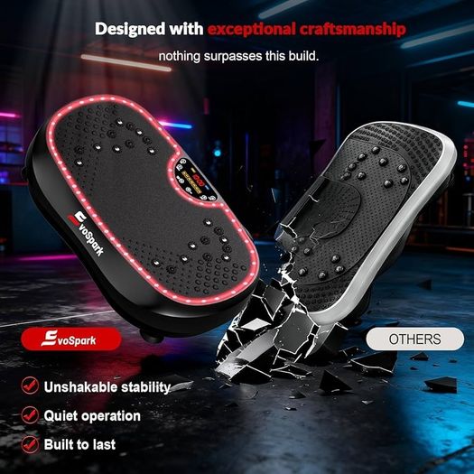 Vibration Plate EvoSpark 2026 2D 3D Vibration Plate Exercise Machine with Dual Motors Adjustable Speeds, High Weight Capacity Vibrating Plate for Lymphatic Drainage  Weight Loss
