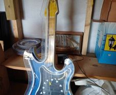 Vintage Blue Neon Light Clock Guitar
