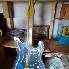 Vintage Blue Neon Light Clock Guitar