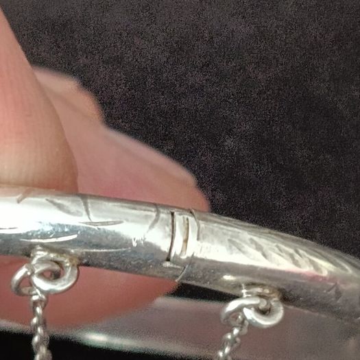 Vintage Etched Sterling Silver Bangle