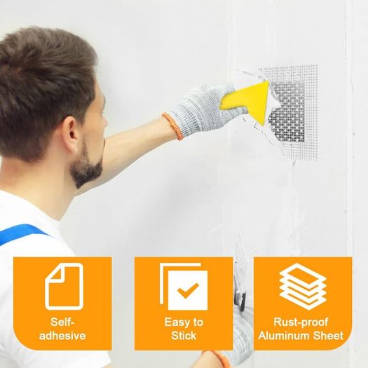 14PCS Wall Repair Patch, 2/4/6 inch Wall Repair Kit, Includes 10 Pcs Self Adhesive Walls Hole Filler Patchs with 2 Sandpaper, 2 Scraper for Fixing Walls & Ceilings