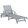 Garden Sun Lounger Grey Solid Acacia Wood Image 2