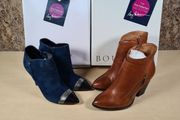 Amy Huberman Bourbon leather suede ankle boots bundle Size UK 4 EU 37 Forever young navy blue suede Private number brown leather