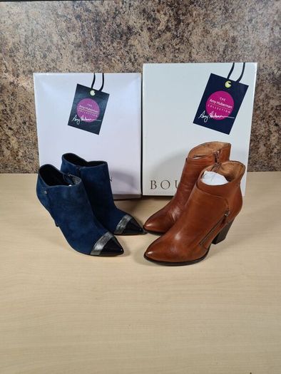 Amy Huberman Bourbon leather suede ankle boots bundle Size UK 4 EU 37 Forever young navy blue suede Private number brown leather