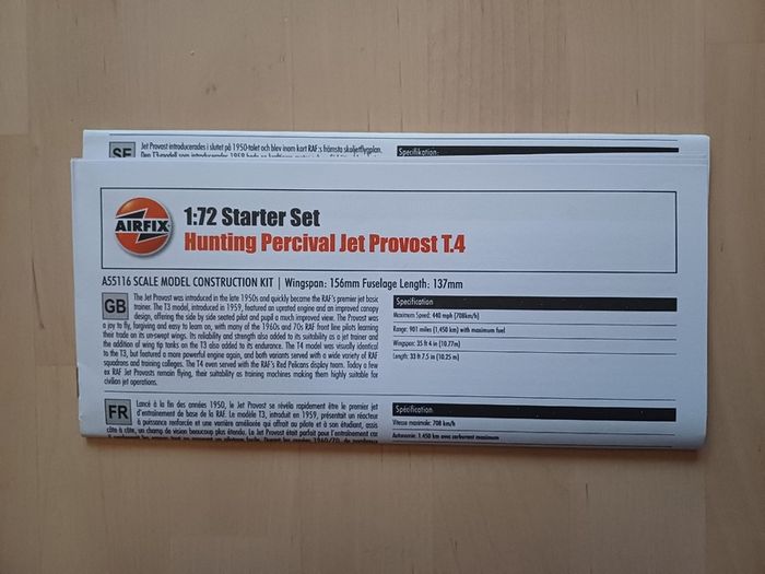 Airfix Model Starter Set Hunting Percival Jet Provost T.4 1-72 NEW