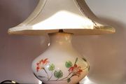 Vintage porcelain lamp with silk shade
