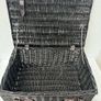 Black wicker picnic basket with leather straps Image 3