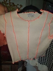 Cream Bershka Top /Orange Trim - January Clearance