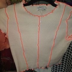 Cream Bershka Top /Orange Trim - January Clearance