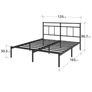 Double Bed Frame with Headboard 4ft6 135 x 190 cm 11.8 Height Metal Bed Base with Steel Slat Support - Storage Space Underneath Modern Design  Easy Assembly  Black Image 2
