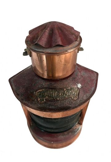 Vintage 1920s-1930s Dutch Maritime Copper Starboard Lamp