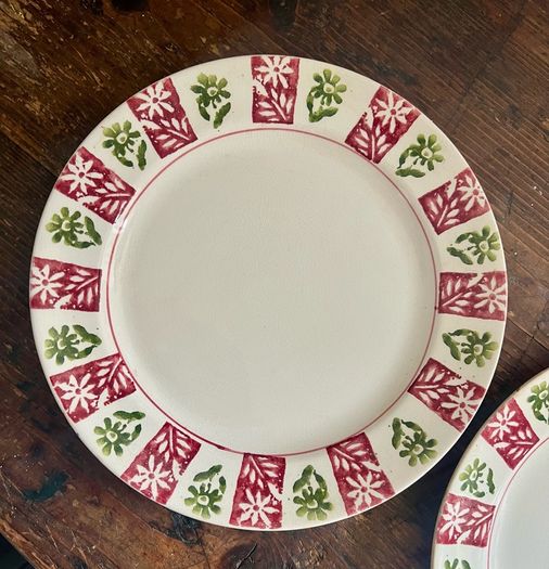 Antique Arklow pottery 1930s early green stamp spongeware plates