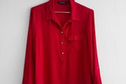 Pre Owned Dorothy Perkins Red Roll-Sleeve Blouse