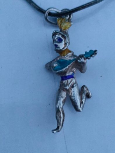 19th Century Italian Silver Jester Pendant Set