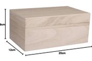 Natural wooden box with lid 20x12x9cm