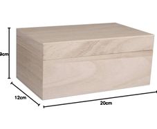 Natural wooden box with lid 20x12x9cm