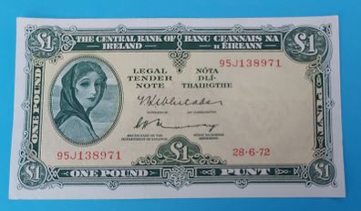 Irish 1972  Lady Lavery One pound banknote in Extremley Fine