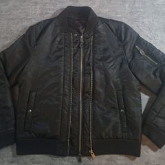 AllSaints Bellevue Bomber Jacket Mens Size XL Black Nylon Flight MA-1 Zip Jacket