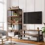 TV Stand for TV up to 43 Inches, Industrial Design Console / Lowboard / Living Room Table, Metal Frame, Wood Grain, Vintage, Dark Brown Image 2