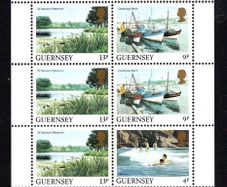 1984 Guernsey GB1 Definitive Stamps Booklet Pane (ex cover showing View of Post Office Headquarters, St Peter Port) Mint Never Hinged (MNH)