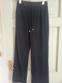 black wide leg light corduroy trousers