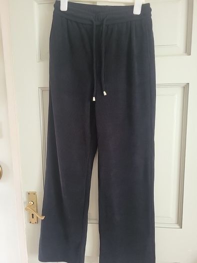 black wide leg light corduroy trousers