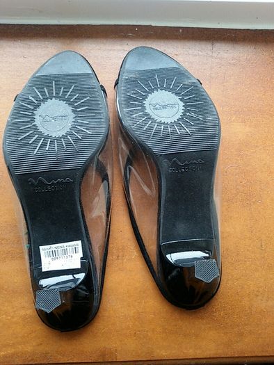 Black see through peep toe sandals New size 36