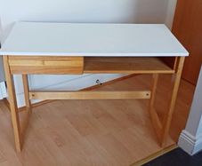 Compact Wooden Study Desk with Drawer & Shelf - Good Condition