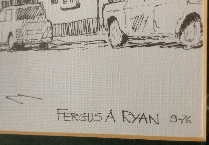 Fergus A Ryan Drawing of Malahide Main Street