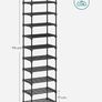 Shoe Rack, 10-Tier Metal Shoe Storage Organiser, Customisable Design, Metal Frame, Space-Saving Rack, for Dressing Room, Hallway, 30 x 45 x 174 cm, available in Black/Grey (FREE POSTAGE) Image 4
