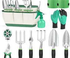 Garden Tools, 11 Pieces Gardening Tools, Aluminum Alloy Garden Tools Set Gift Kit with Heavy Duty Tool Bag, Gardening Gifts for Women & Men