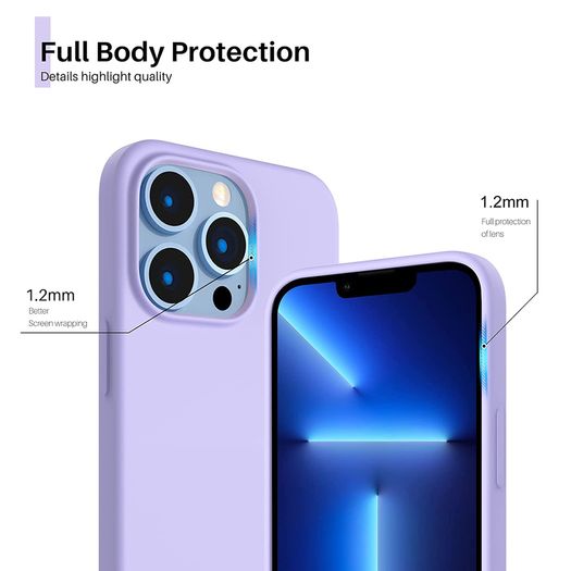 Liquid Silicone Shockproof Case For iPhone 13 Pro Luxury Soft Phone Cover Purple New - FHT4IP13PLK