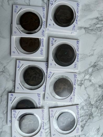 British Pennies. Queen Victoria & Edward VIII. 3 for a euro. 5 euro minimum.