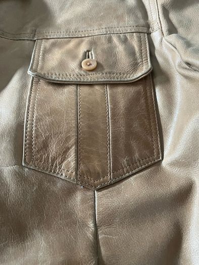 Mens Vintage 1970's style Aviatrix Tan Leather Reefer/Safari style Jacket