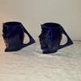 Pair of 1960's Price Kensington pottery blue Pharaoh mugs Image 2