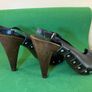 Women shoes Leather peep toe sling back heels Image 3