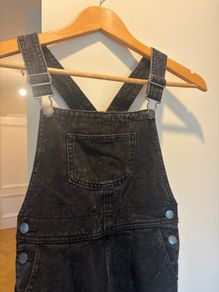 Next Kids Black Acid-Wash Denim Dungarees / Overalls