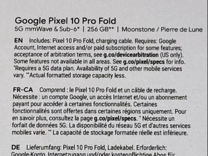 Google pixel 10 pro fold - 3 days old Mint Receipt